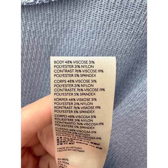 FREE PEOPLE | We The Free Snowy Thermal Blue Waffle Knit Top | Medium - Picture 6 of 7